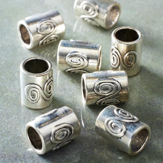 12 Pack: Antique Silver Metal Tube Beads, 14mm by Bead Landing™